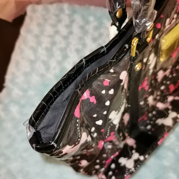 Jesus Diamante Poodle Print Hime Gyaru Gal Style Large Black Tote Bag Rare Y2K - Picture 2 of 12